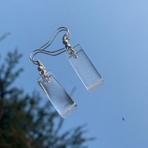 rectangle clear earrings